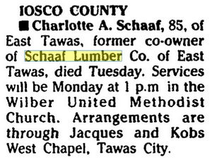 Schaff Lumber - Jan 1996 Former Owner Passes Away